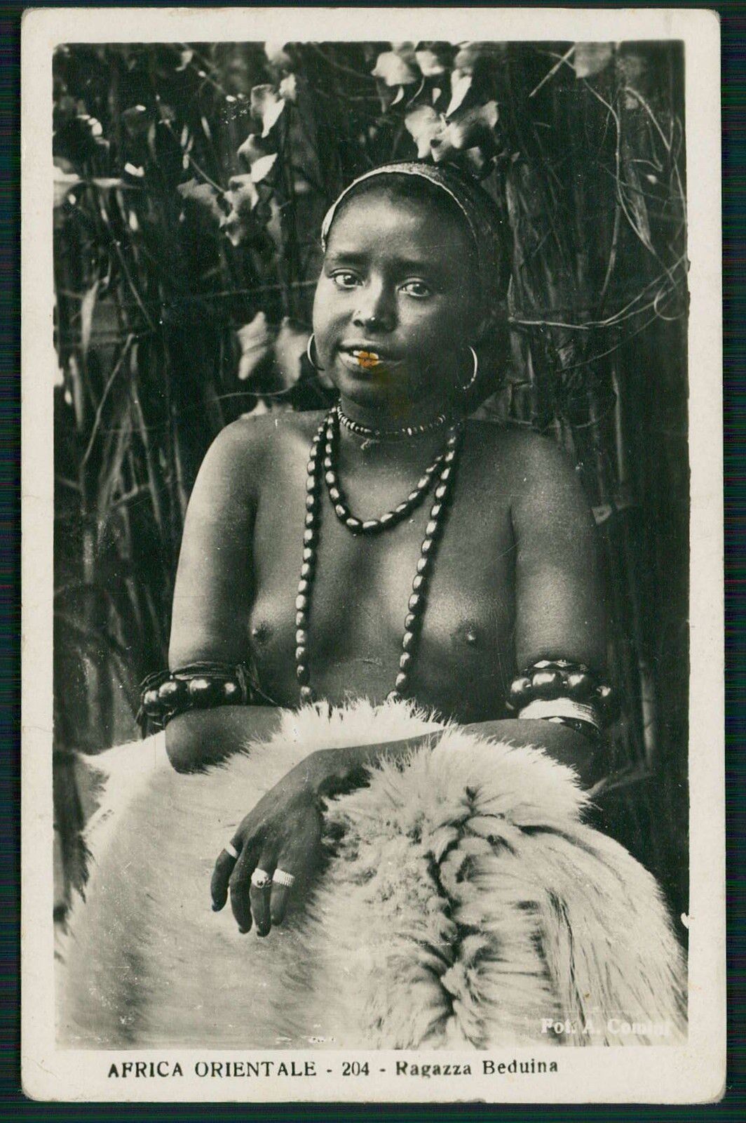 Africa Black Nude Eritrea woman original old 1940s Photo postcard d8