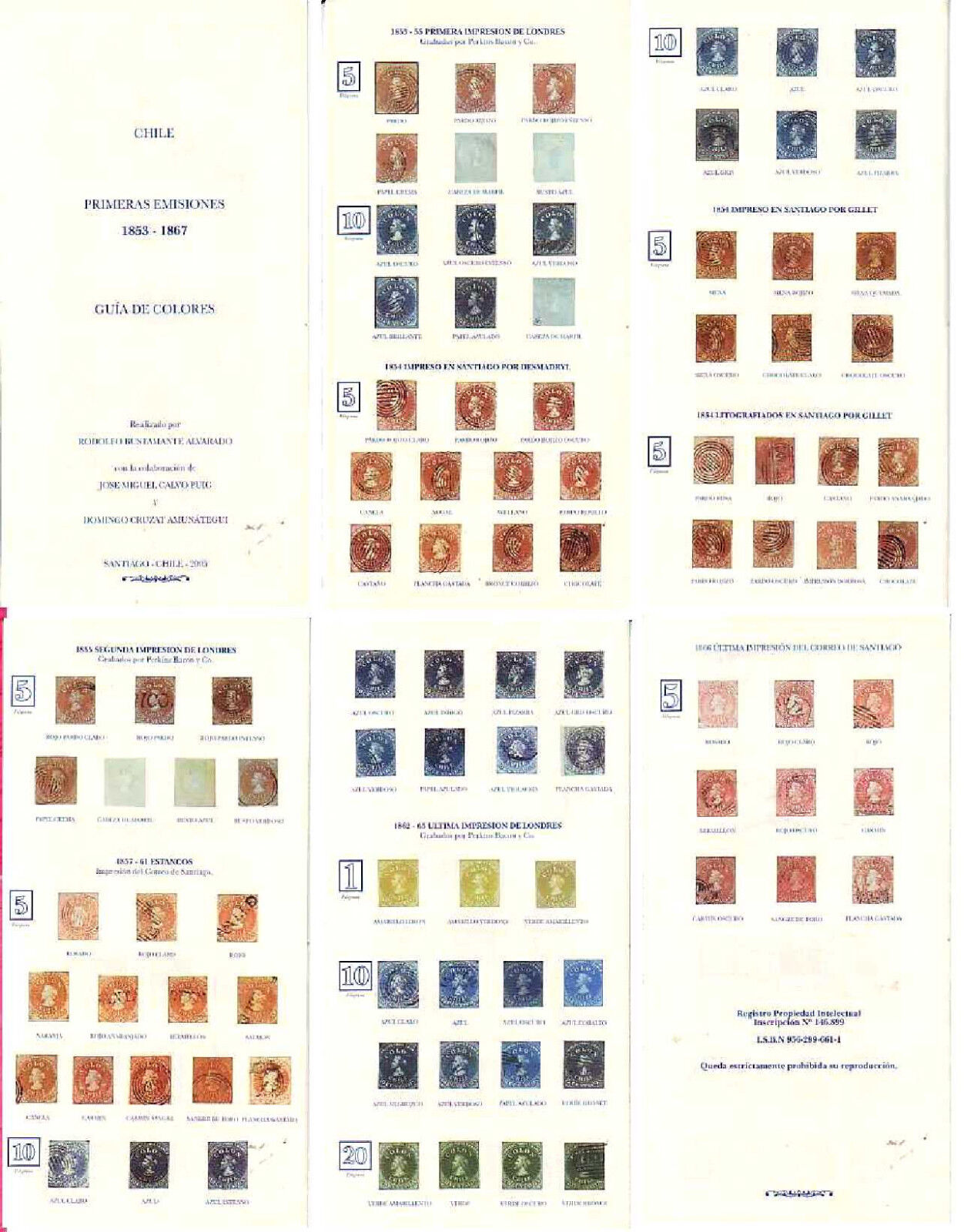 Chile (1) Color Guide , First Chilean Stamps 1853-1867
