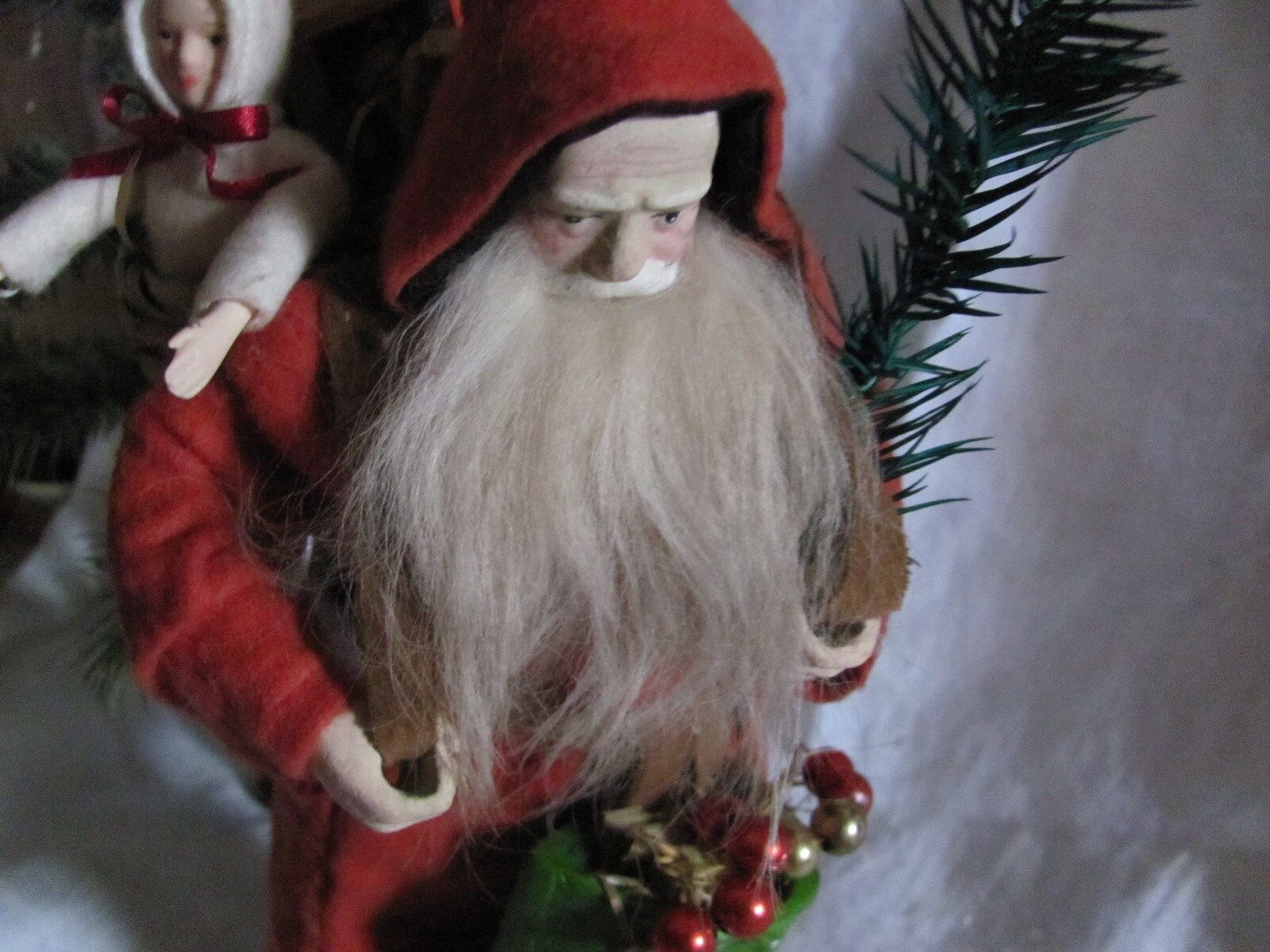 RETIRED Norma DeCamp Designed German Santa Bringing Gifts, Feather Sprig Tree