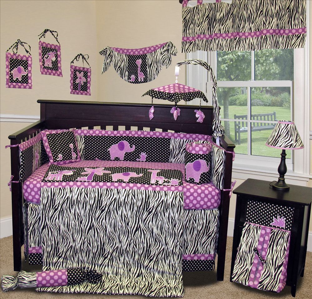 Baby Boutique - Animal Planet Purple - 13 PCS Crib  Nursery Bedding Set