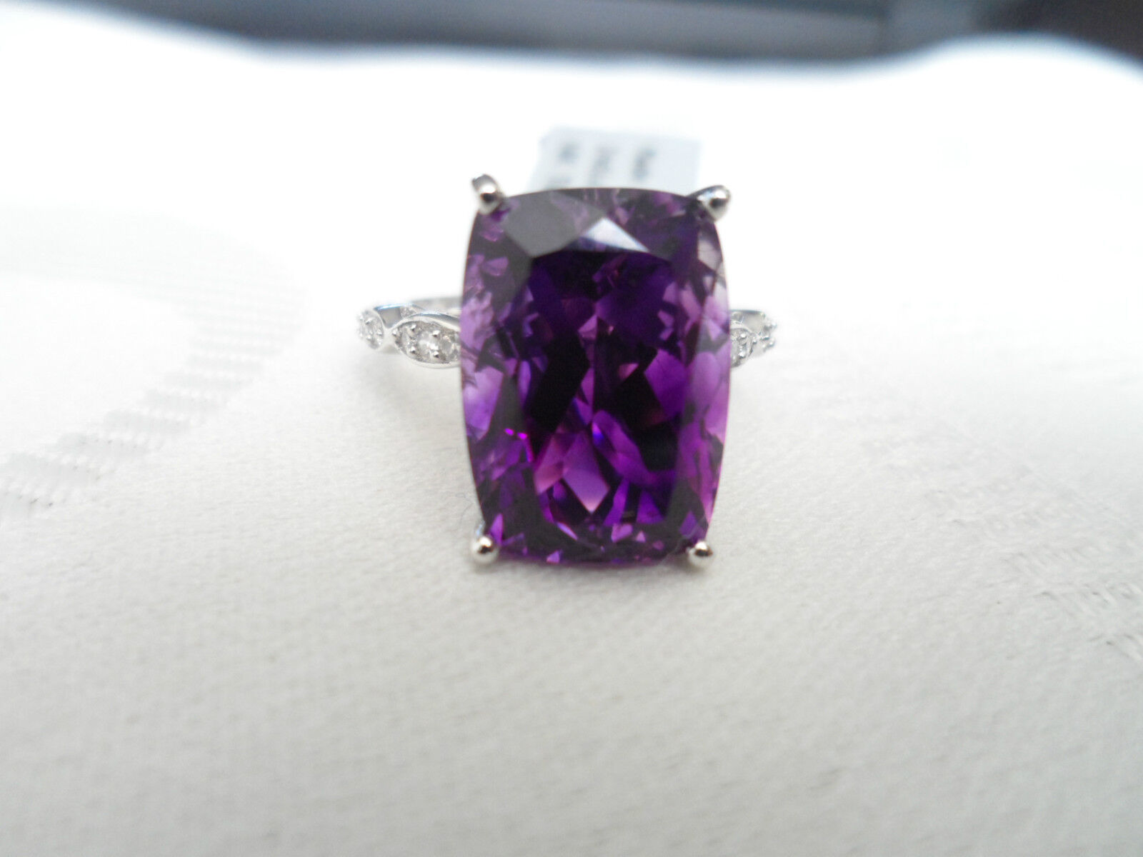 14k Moroccan Amethyst & Diamond White Gold Ring 7.73 WOW STUNNING ONE OF A KIND.