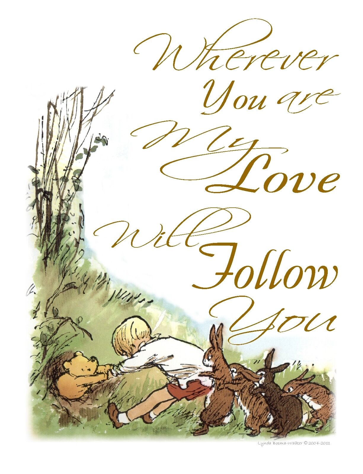 Classic Winnie the Pooh Nursery Wall Art Print~My Love Will Follow