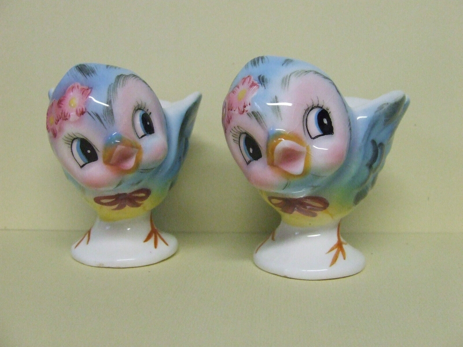 RARE/Vintage Lefton Bluebird Egg Cups (Signed, Japan, #7174)