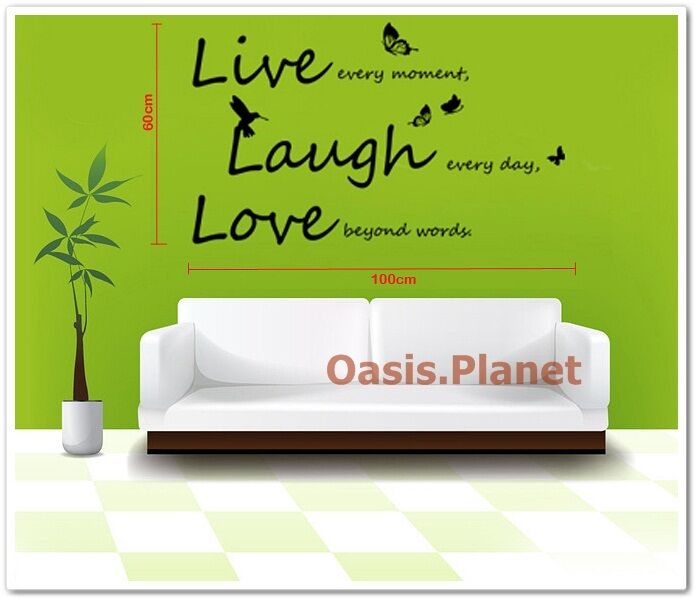 Large Live Laugh Love Wall Stickers Art Mural Quote Wallpaper Living Room Decals