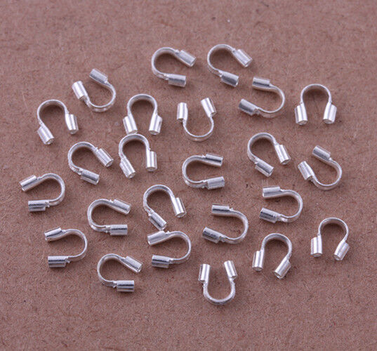 100pcs Silver Plated Wire Guard Guardian Protectors loops Jewelry findings 4x5mm