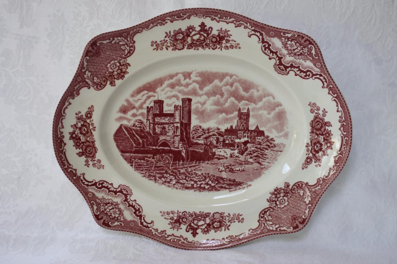 Johnson Bros Old Britain Castles Oval Serving Platter Canterbury 1794 Pink - NEW