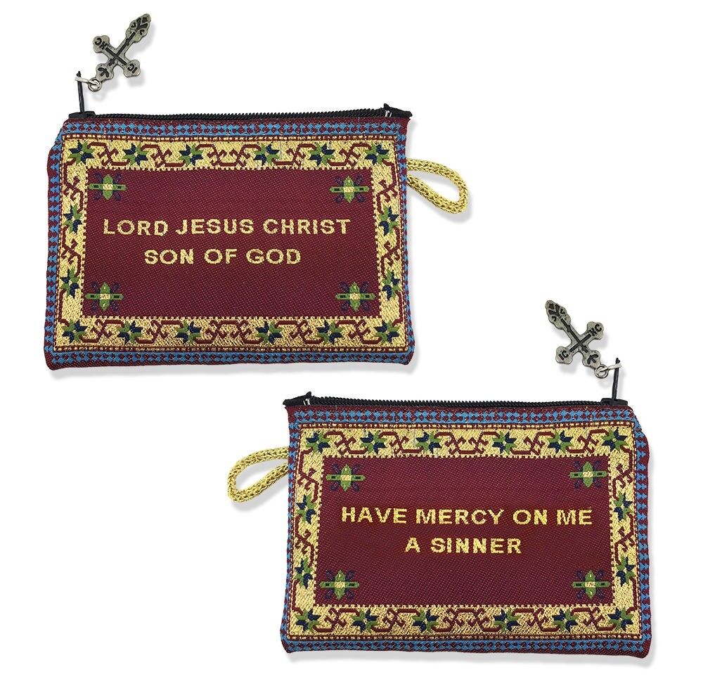 Tapestry Cloth Jesus Prayer Pouch Lord Jesus Christ, Son of God Have Mercy on Me