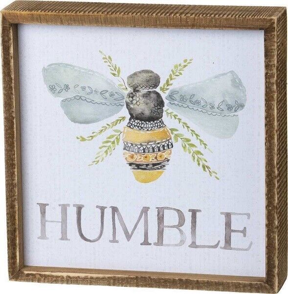 NEW~PRIMITIVE INSET WOOD BOX SIGN~Bee \