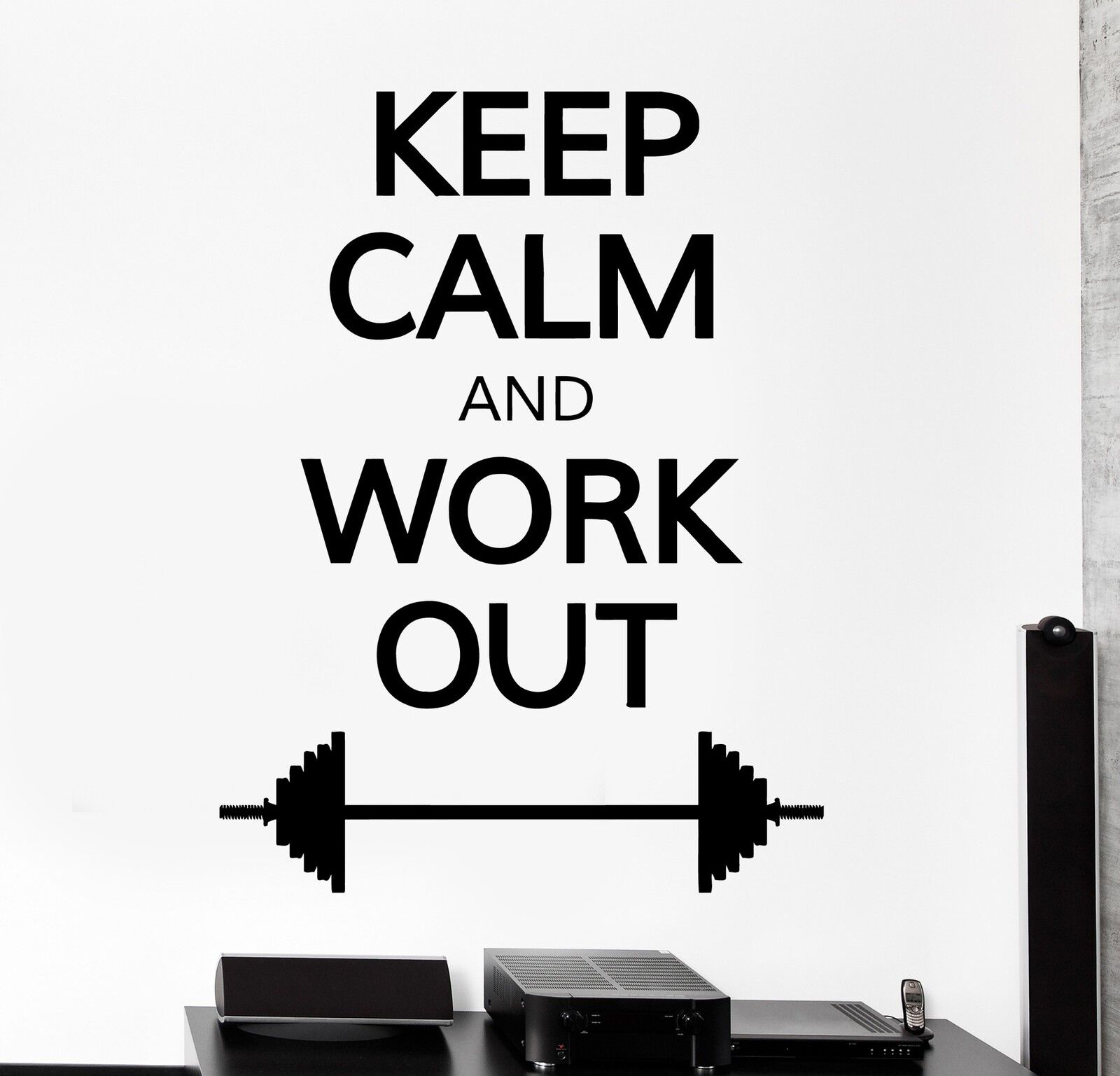 Wall Decal Quote Motivation Sport Keep Calm And Work Out Intierior z4017
