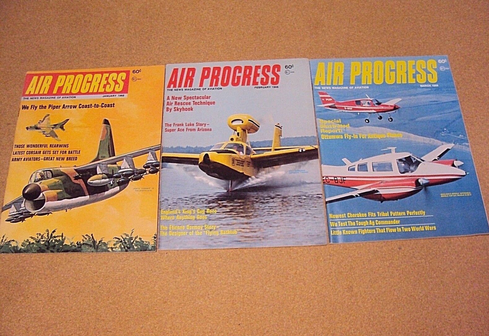 Lot 3 Air Progress Magazine 1968 January/February/March Flying Bathtub Corsair