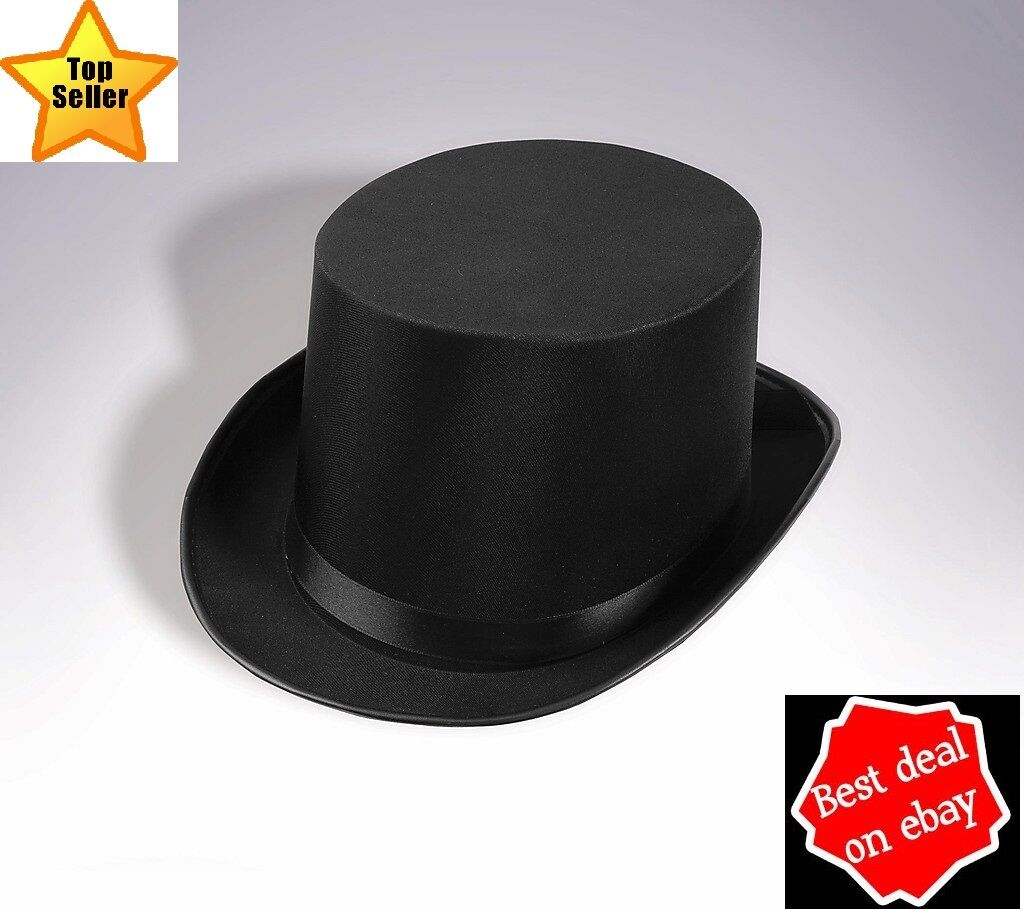 Tuxedo Formal Quality Satin Top Hat Black Roaring 20s Adult Costume Accessory