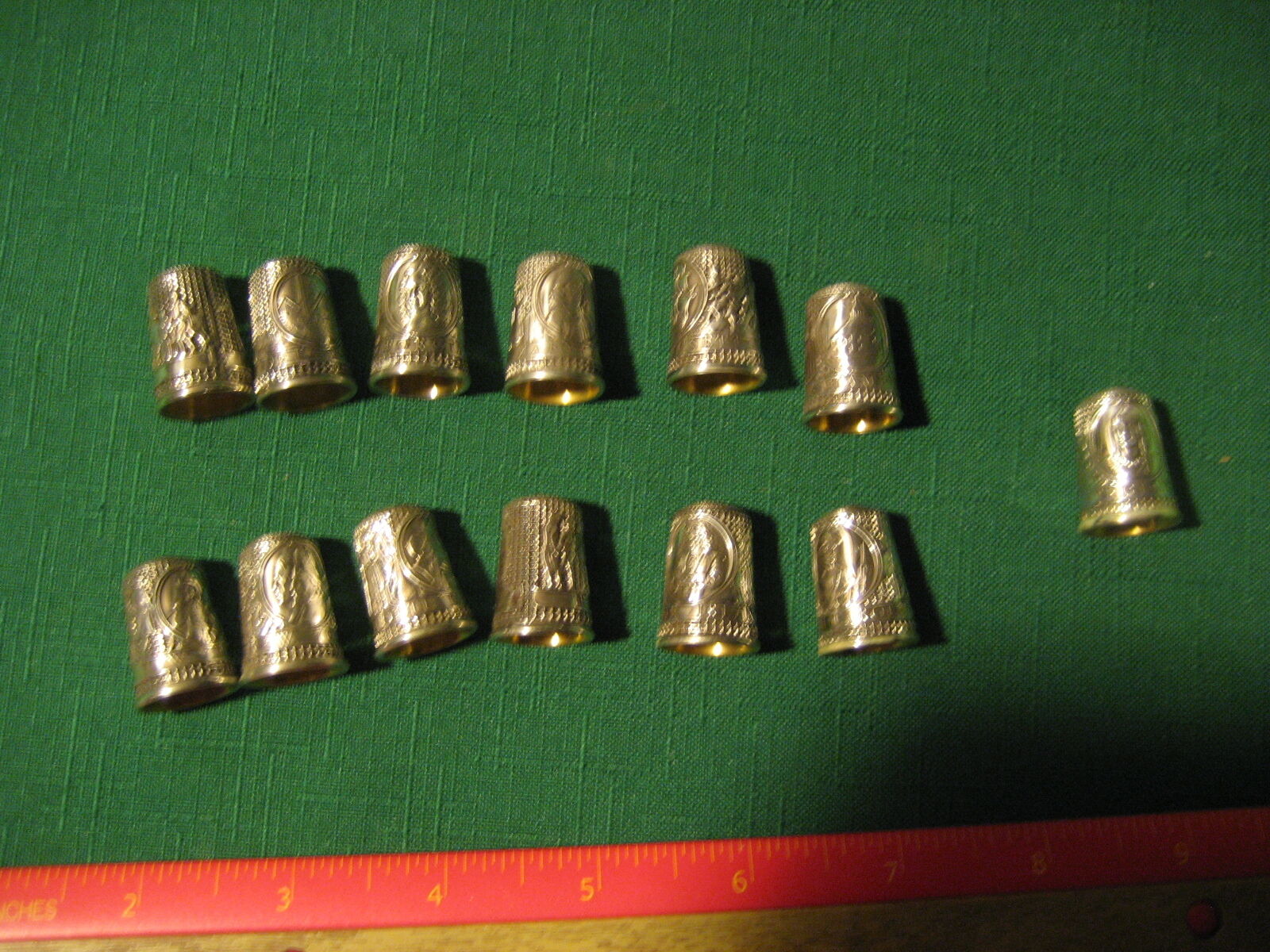 Vintage Set of 13 Franklin Mint Colonial America Sterling Silver Thimbles