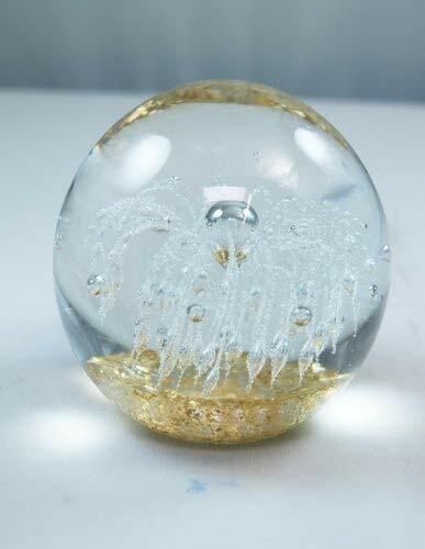 M Design Art Clear Glassy Spiral Over Gold Surface Paperweight PW-602