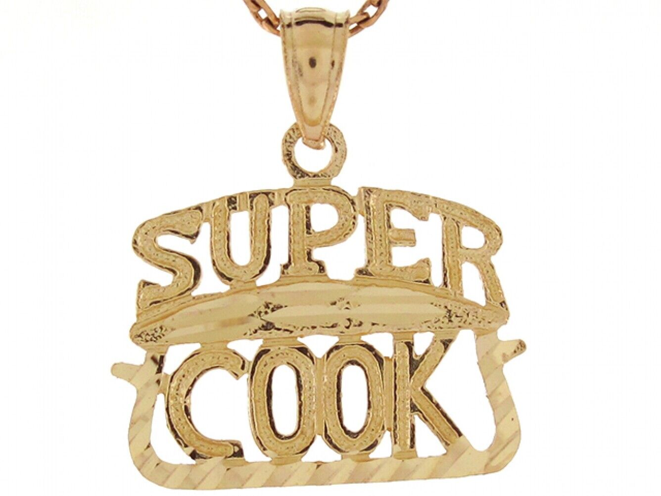 10k or 14k Real Yellow Gold 1.9cm x 1.7cm Super Cook Hip Cool Charm Pendant