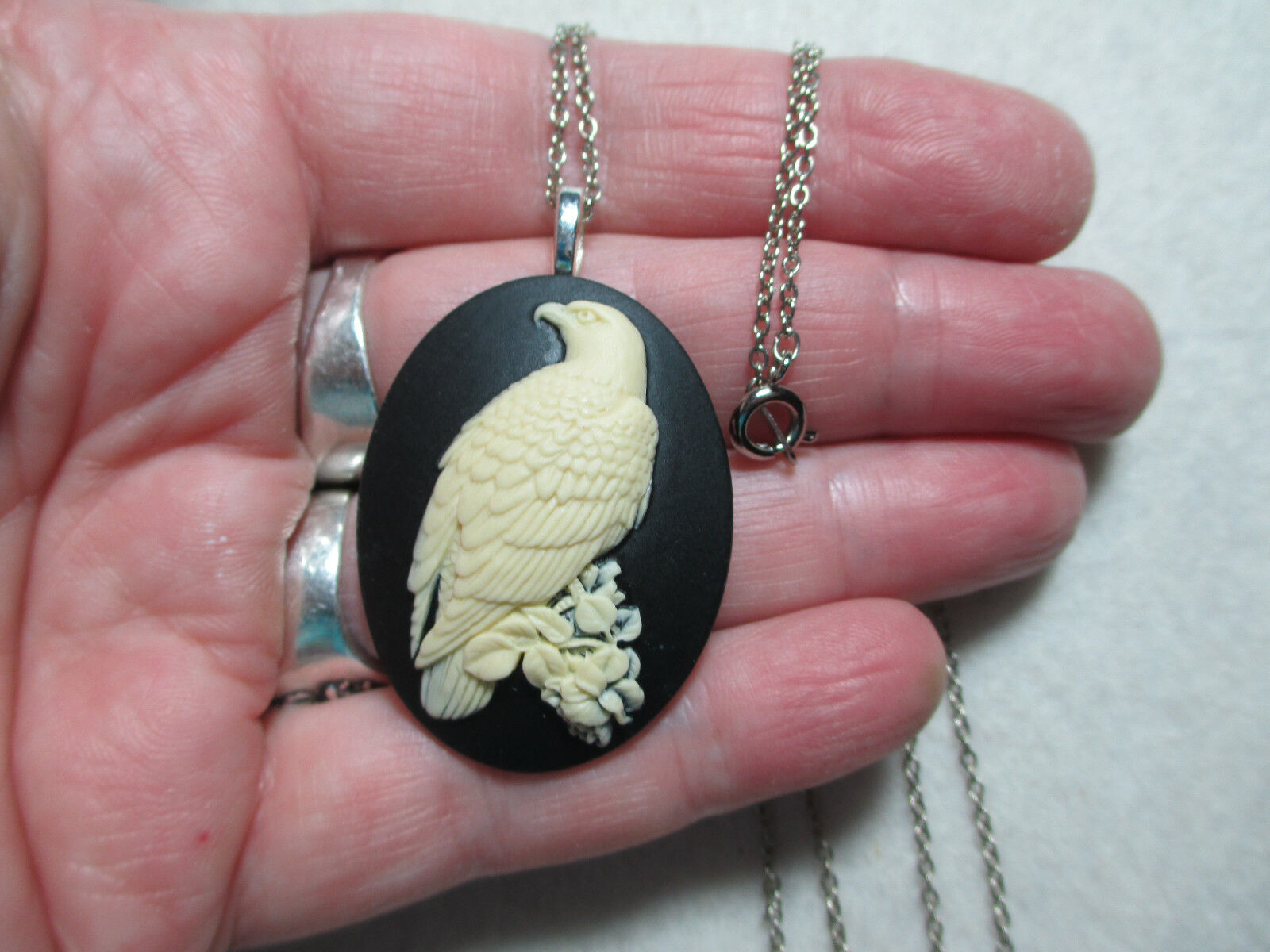 Hawk Eagle Raptor Pendant Necklace, Handmade, New, Free Antique Silver Chain 