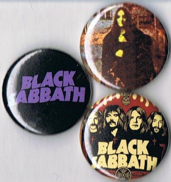 set of 3 Black Sabbath pins buttons badges ozzy osbourne logo s/t witch