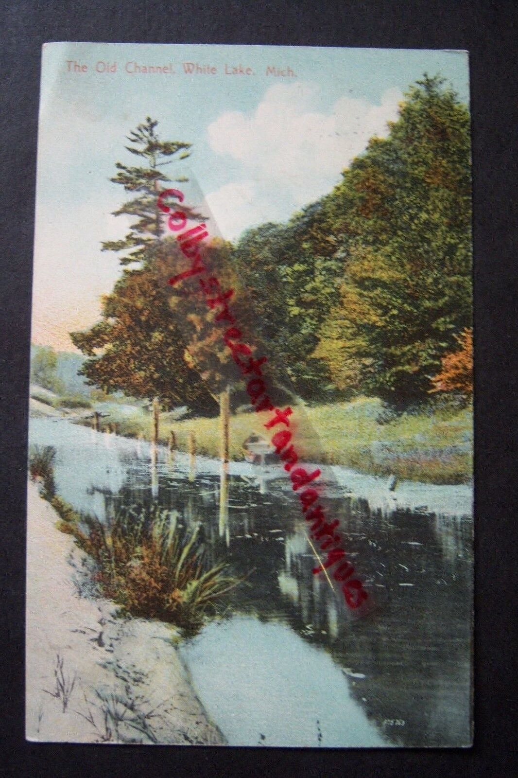 OLD CHANNEL White Lake, Montague, Michigan vintage postcard 1909