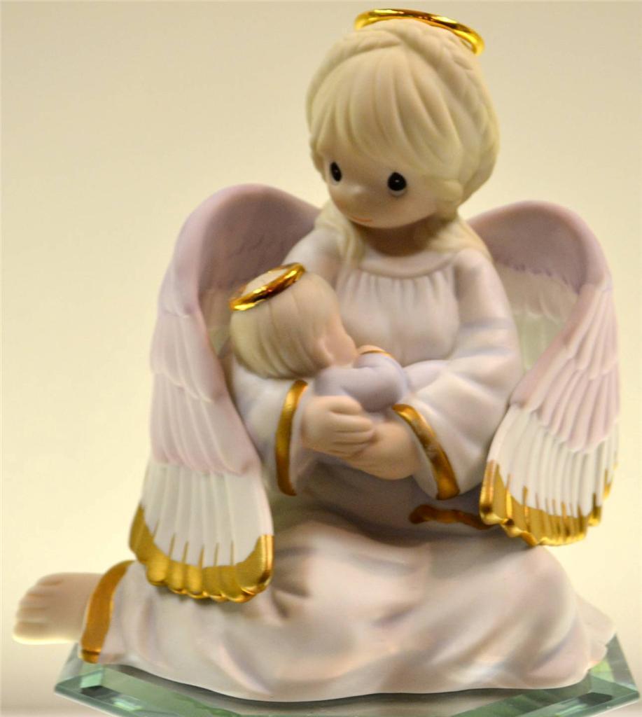 Precious Moments ANGEL HOLDING BABY GOLD METALLIC HALOS 4003179 NIB