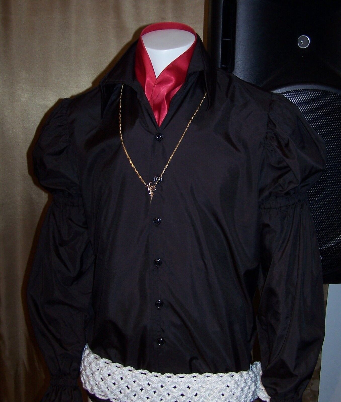 ELVIS PRESLEY owned & worn 1970 Black Puffy Sleeve Shirt from Vernon Presley