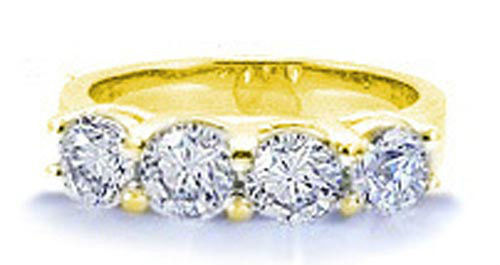 4 Round cut Diamond Band 14K Yellow Gold Wedding Ring 1 carat total, 1/4 ct each