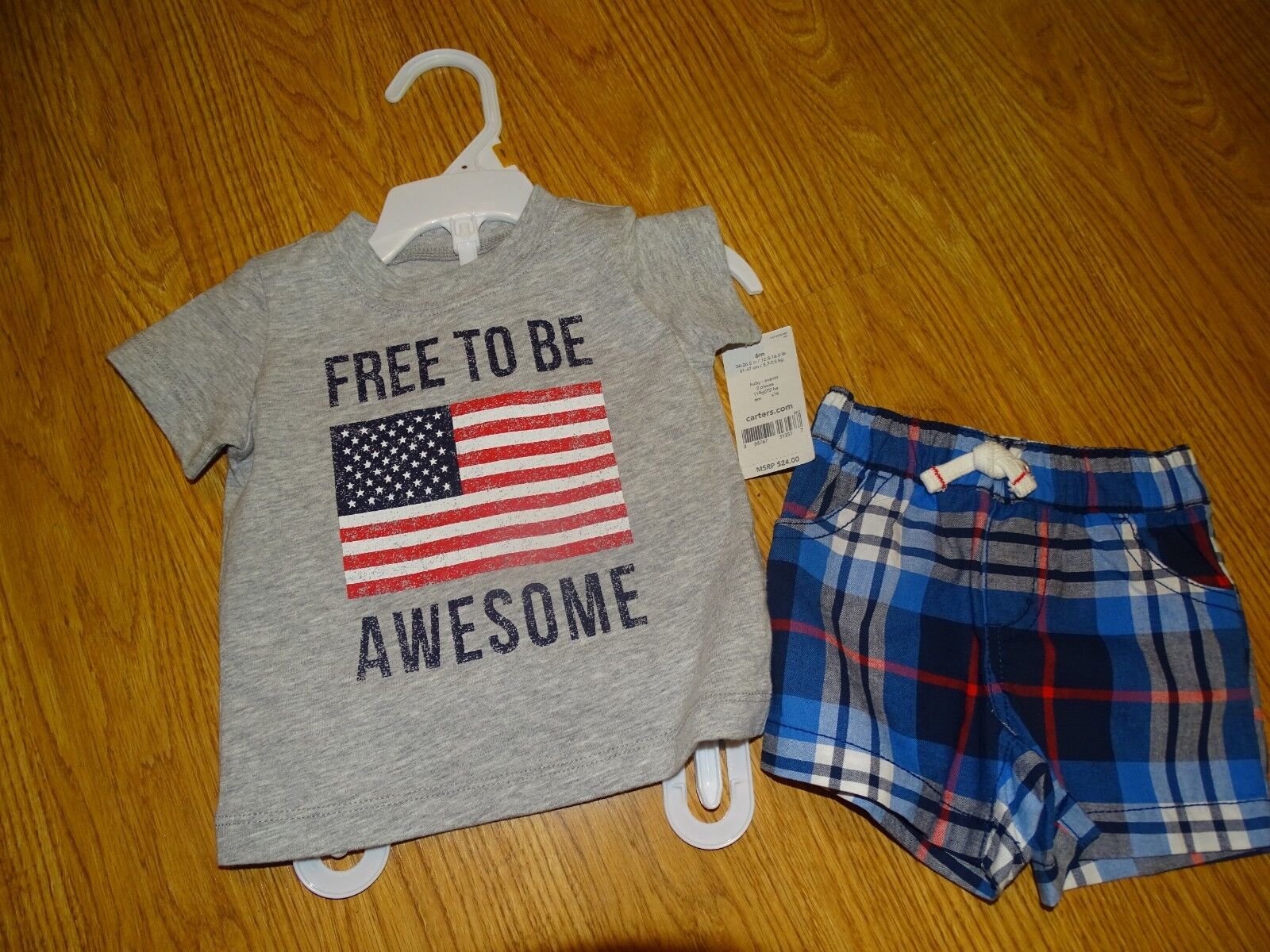 Carter\'s Free To Be Awesome 4th of July Set Flag Size 3 Months NWT