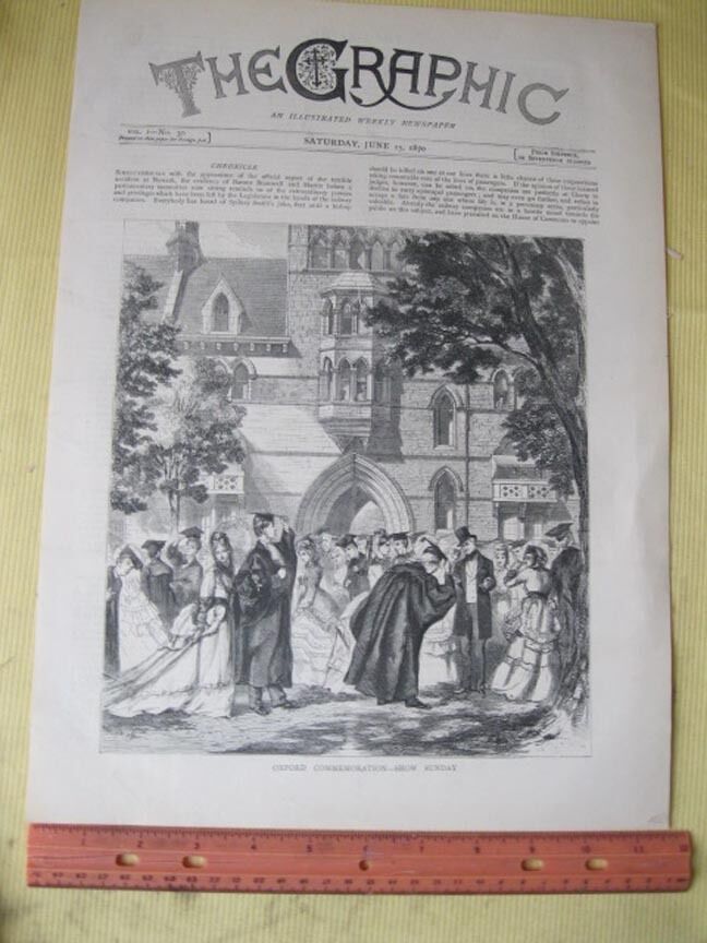 Vintage Print,OXFORD COMMEMORATION,Show Sunday,June 1870,Graphic Paper