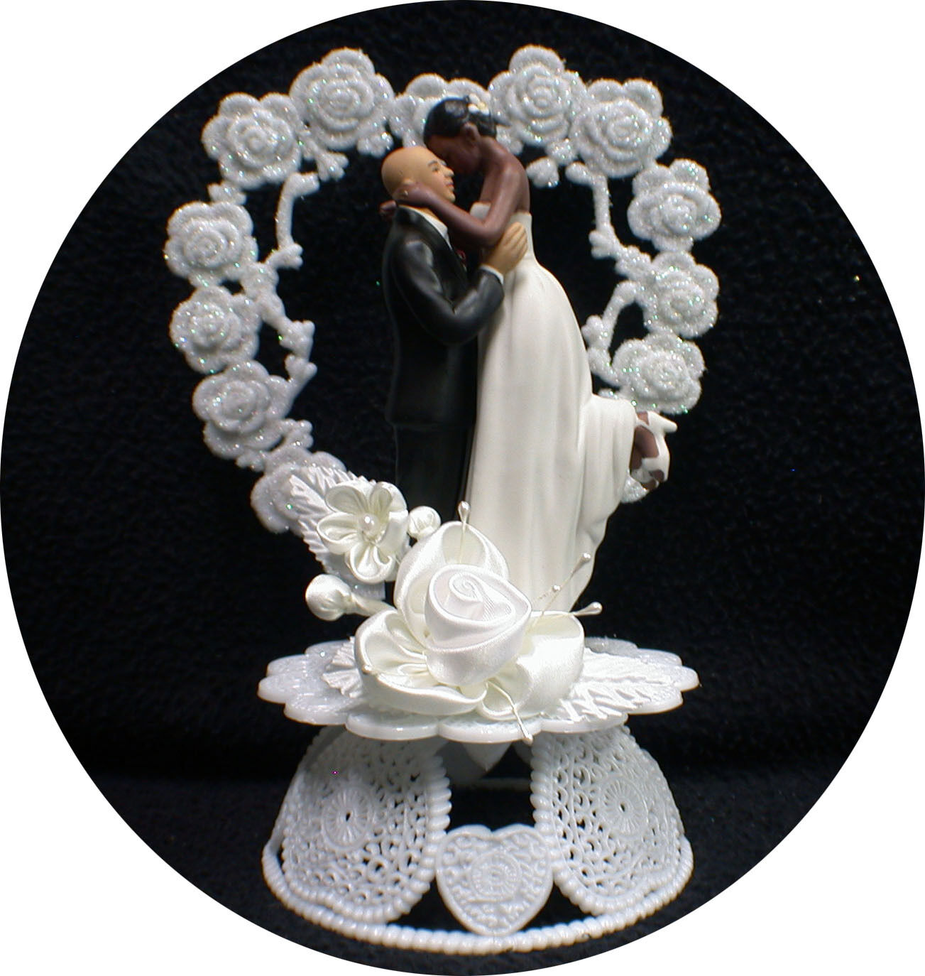 Bald Groom Wedding Cake Topper PICK Caucasian or African-American Black Bride