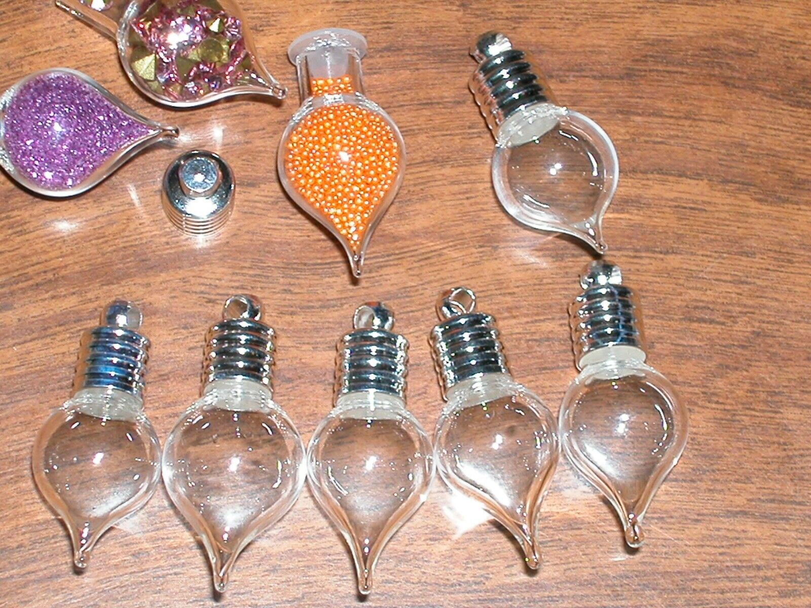 10pc. Findings Glass tear bottles vials charm bead pendant