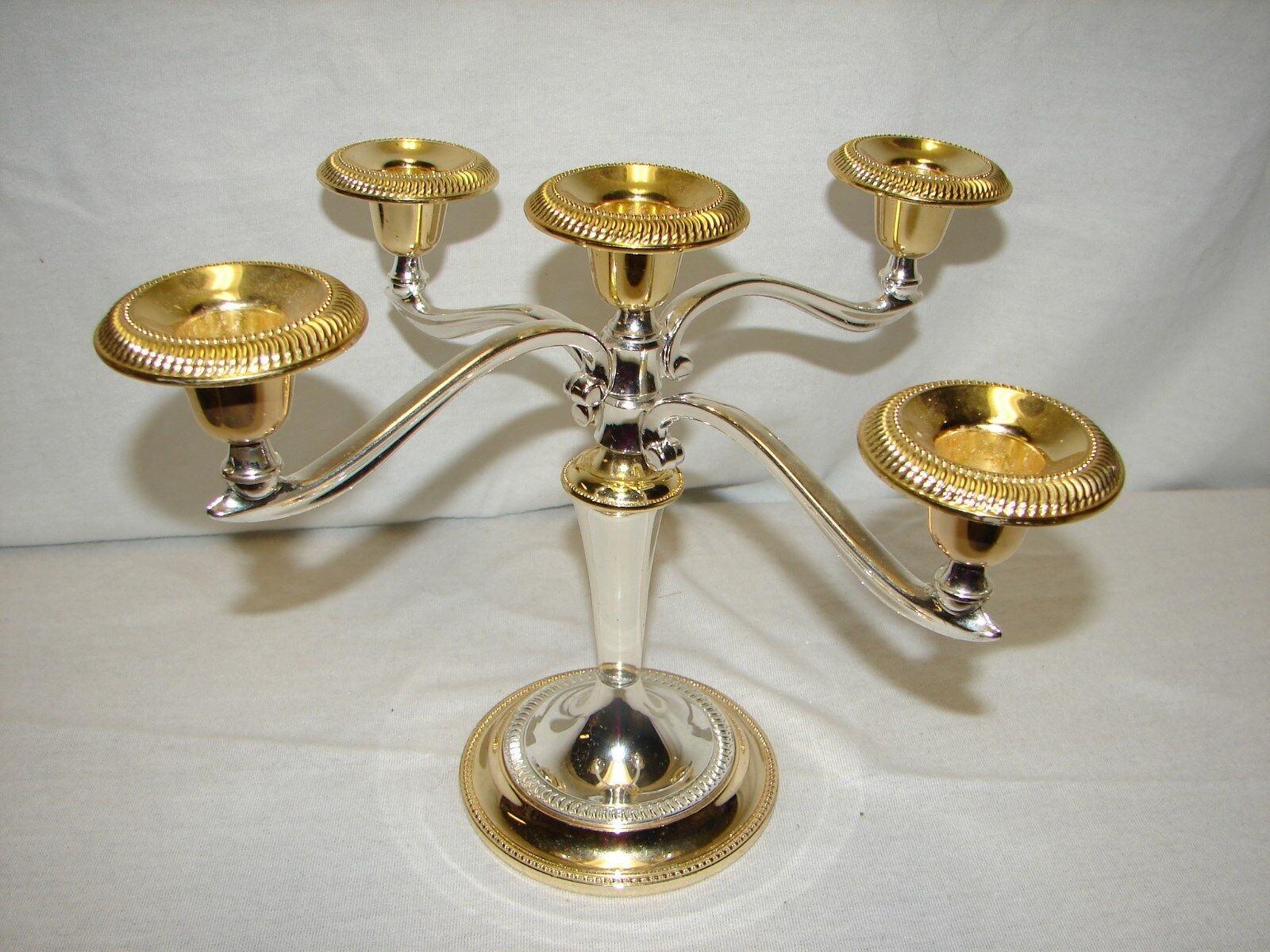 Candelabra ~ Gold and Silver or Silver Plate Candelabra holds 5 candles ~ nice