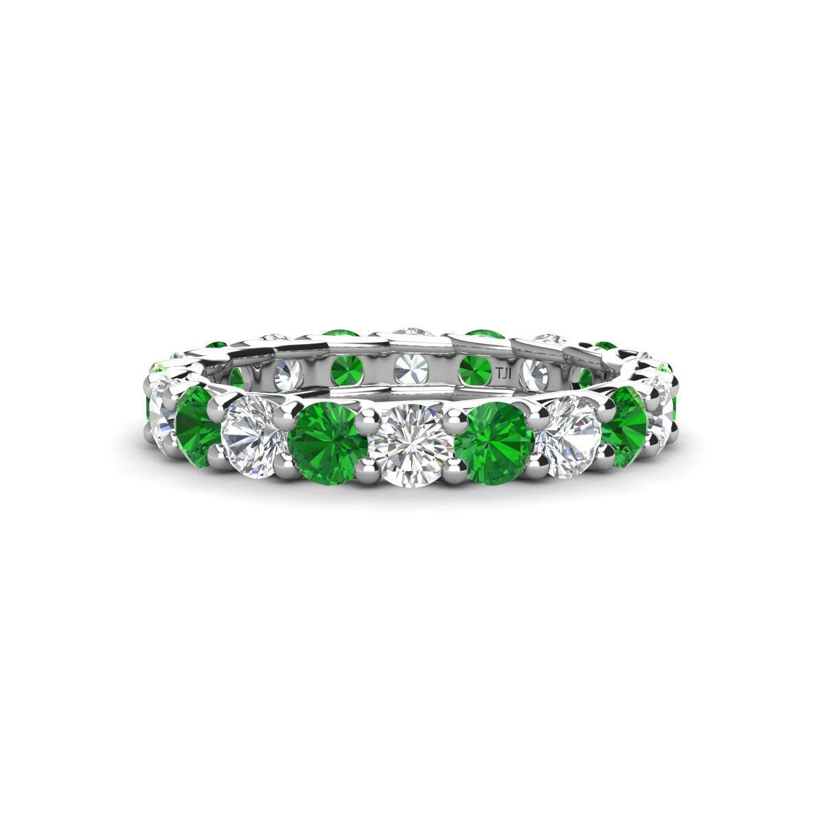 TriJewels Green Garnet & Diamond Women Eternity Ring 3.01 ctw* 14K Gold JP:29600