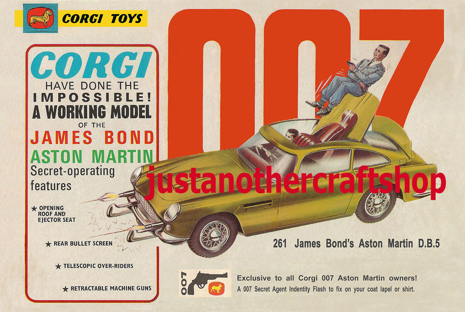 Corgi Toys 261 James Bond Aston Martin DB5 1966 A3 Size Poster Leaflet Sign