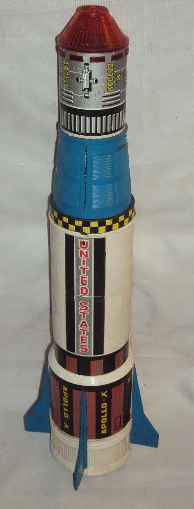 1960 Old Rare Vintage BATTERY OPERATED Nomura TN Apollo X Moon Challenger Rocket