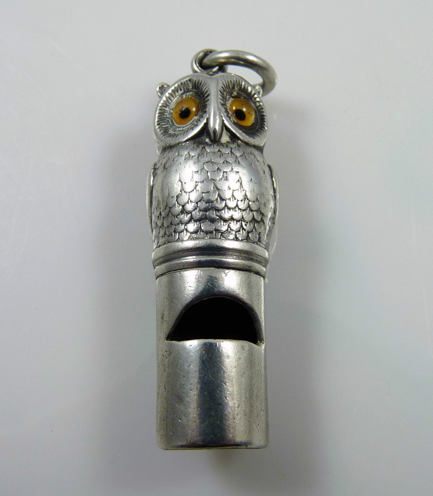 Victorian Solid Silver Novelty Owl Whistle by Sampson Mordan - Hallmarked 1897
