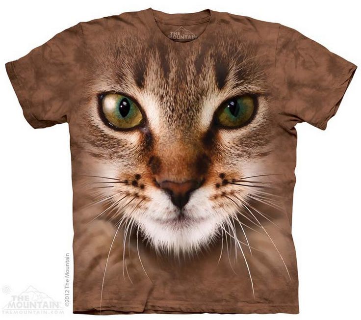 THE MOUNTAIN STRIPED CAT ANIMAL PET FLUFFY MEOW BROWN BIG FACE T TEE SHIRT S-5XL