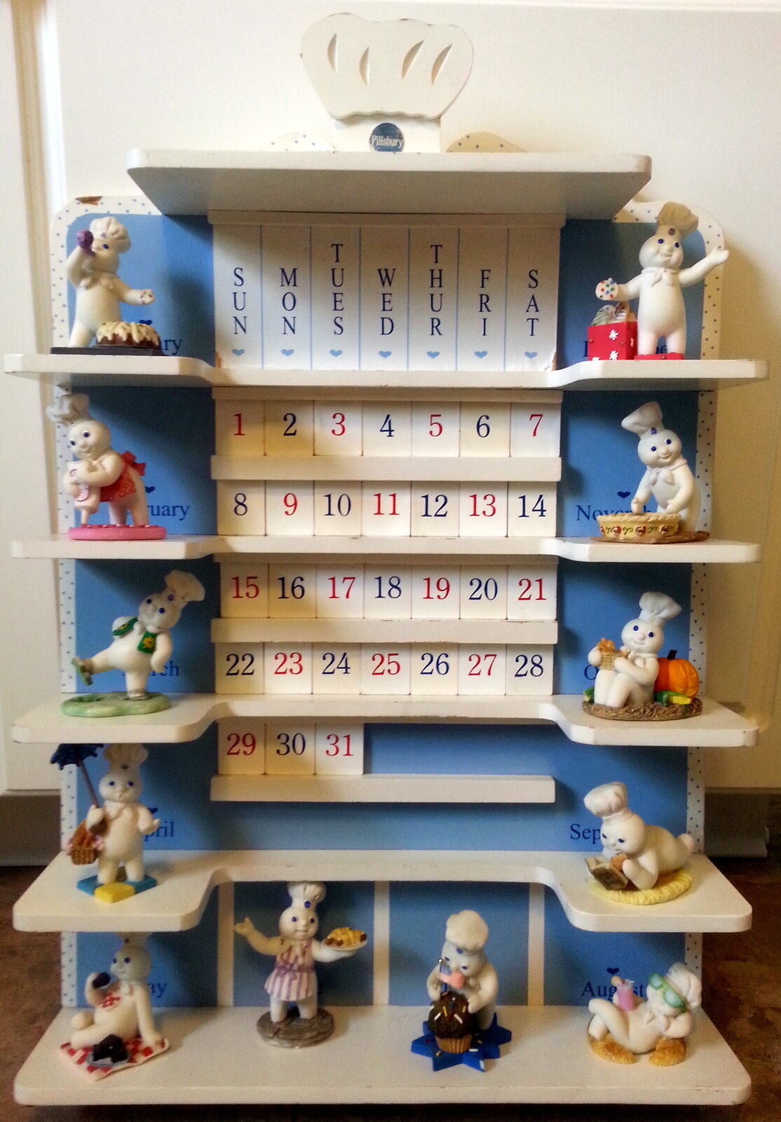 Pillsbury Doughboy Perpetual Calendar Vintage Danbury Mint 1997 Collector Shelf