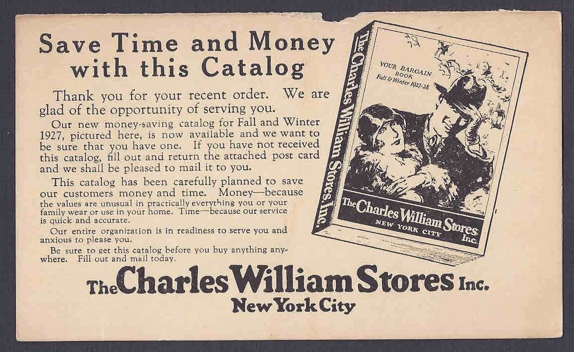 1927 CHARLES WILLIAM STORES INC, NEW YORK CITY, TORN ON TOP