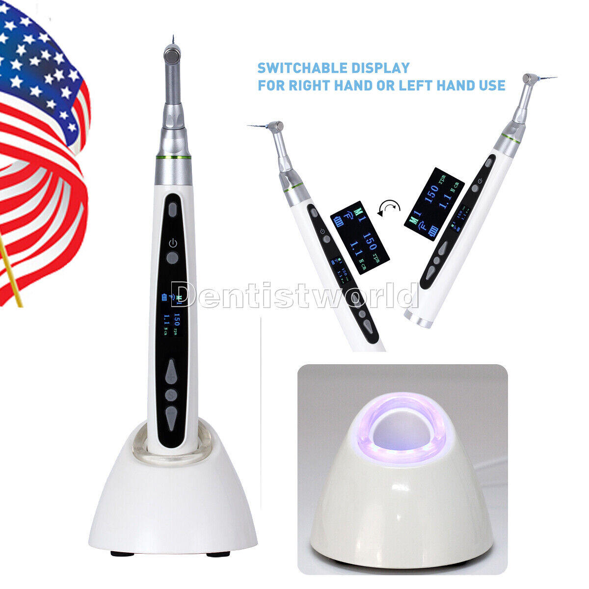 US Dental Wireless Mini Endodontic Motor Root Canal LED 16:1 Handpiece 9Programs