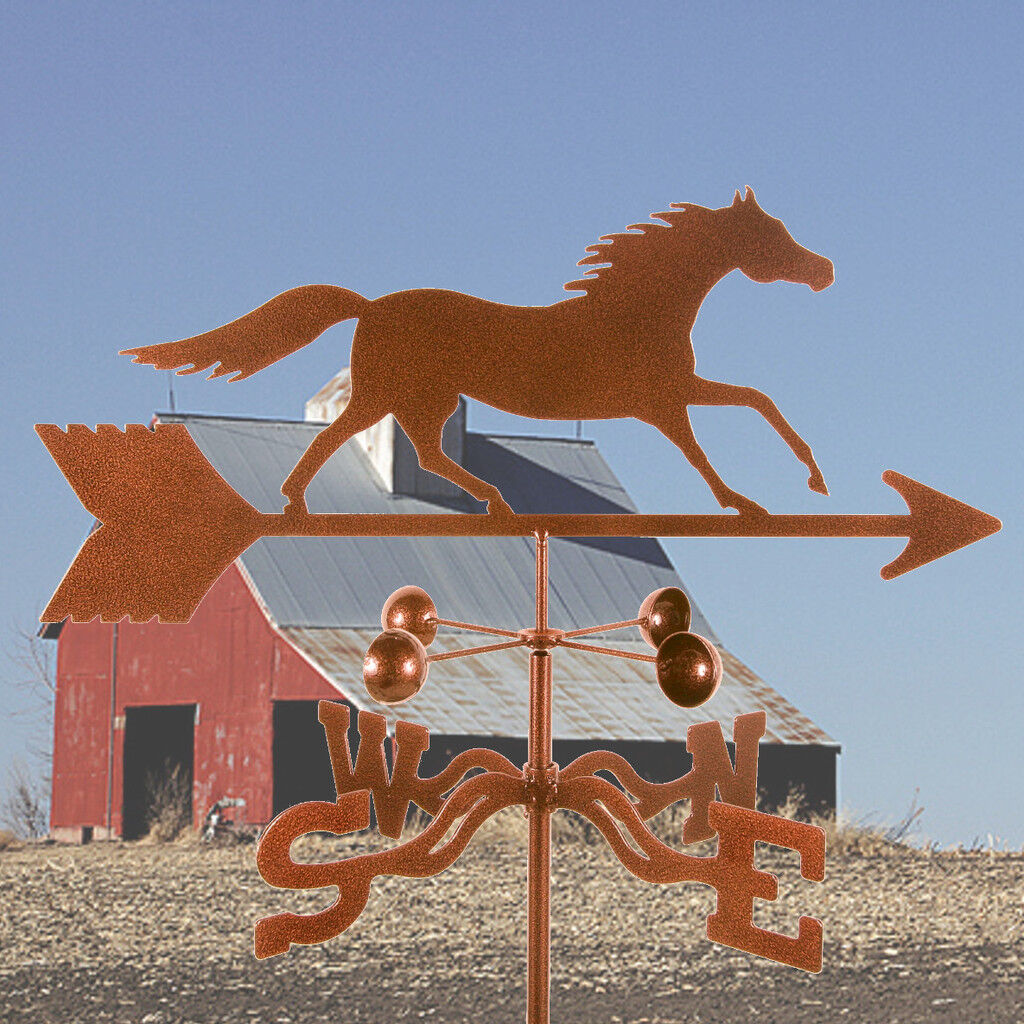 Antique Look Traditional Running Horse Weathervane, Weather Vane with Roof Mount