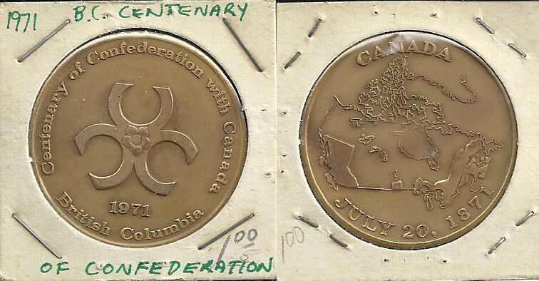1971 British Columbia Centenary of Confederation with Canada Medal