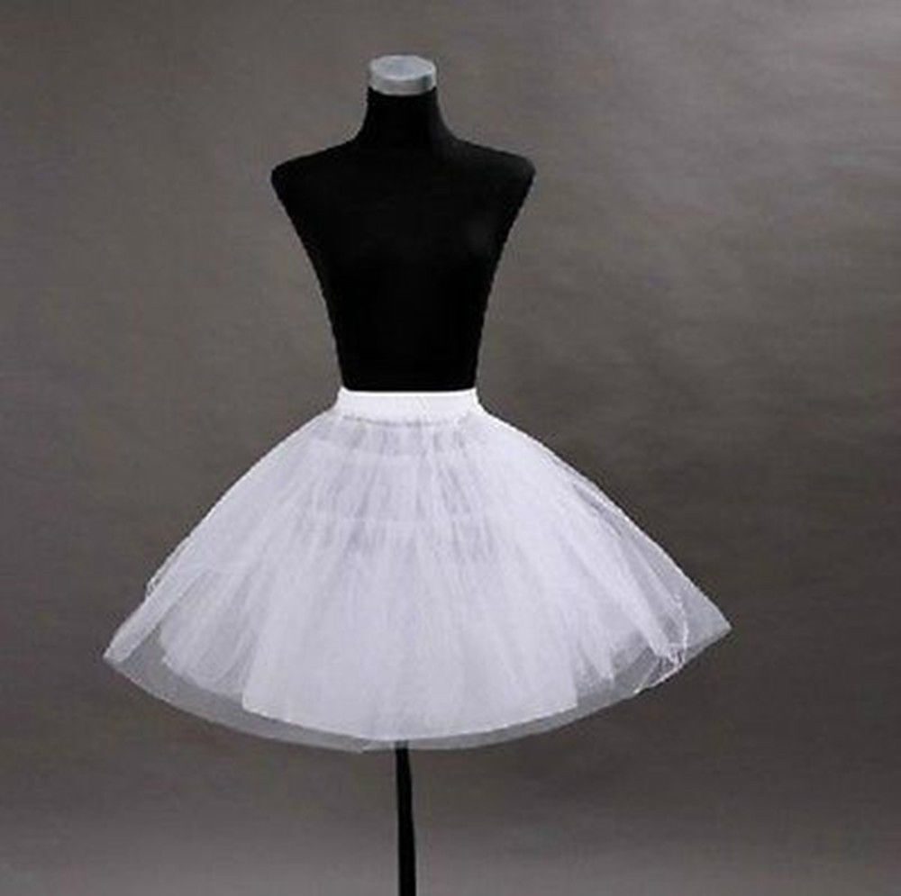 8s Wedding Bridal Short White 3 Layer Nylon Petticoat Underskirt Slip