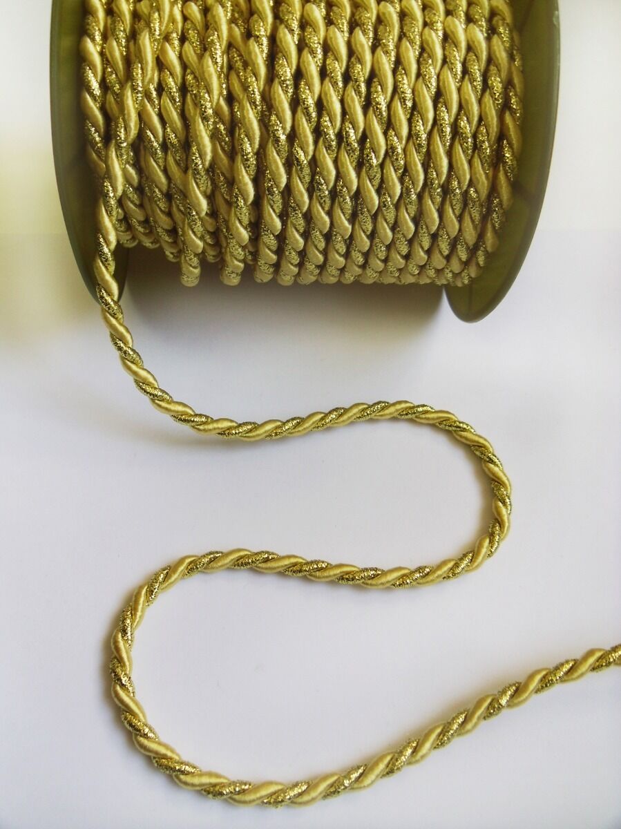 Stunning 5 MM Metallic Golden Twisted Cord / Rope / Trim - 2 Yards (T871)