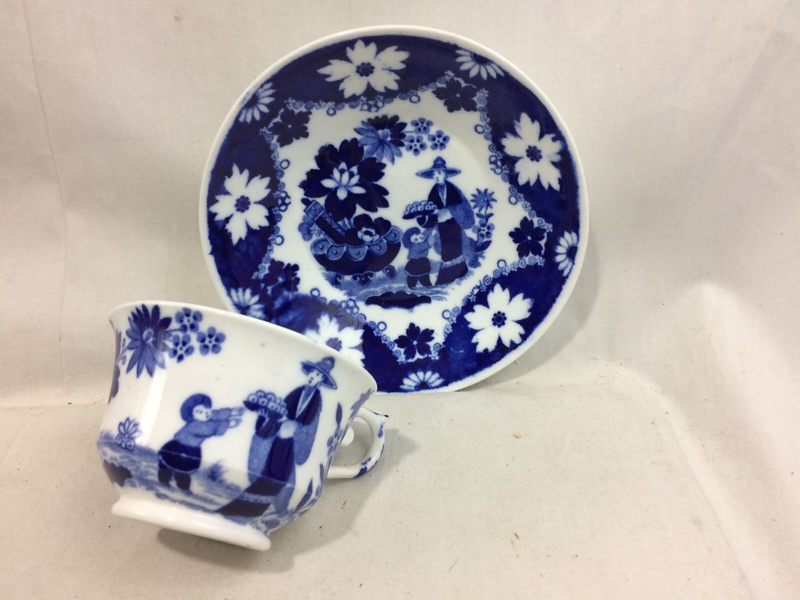 Rare Antique c1825 English Porcelain Hilditch & Son Eskimo Child Cup & Saucer #1