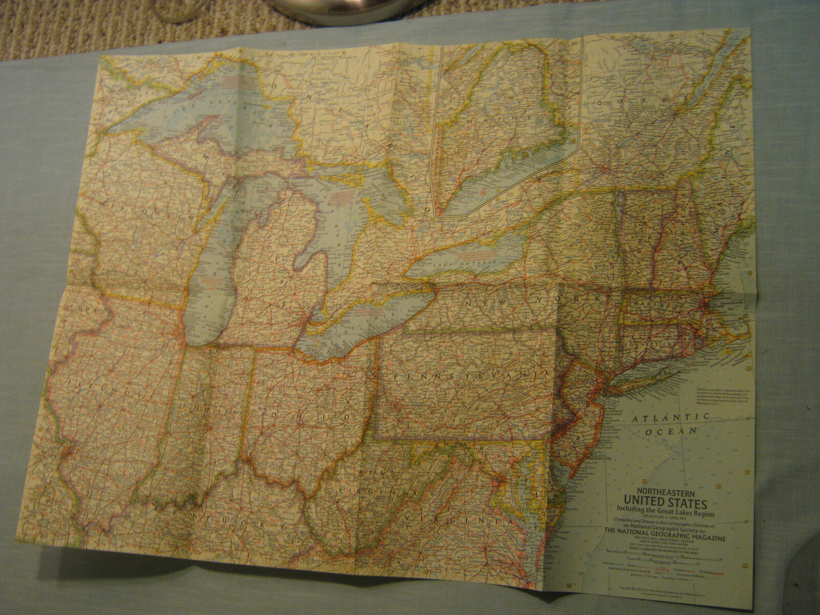 VINTAGE NORTHEASTERN UNITED STATES MAP National Geographic April 1959