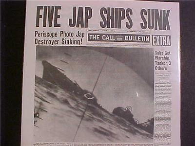 VINTAGE NEWSPAPER HEADLINE~WORLD WAR 2 JAPAN JAPANESE BATTLESHIP SUNK SINKS WWII