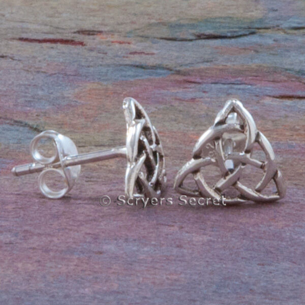 925 Sterling Silver CELTIC TRIQUETRA charmed Irish Trinity Knot stud Earrings