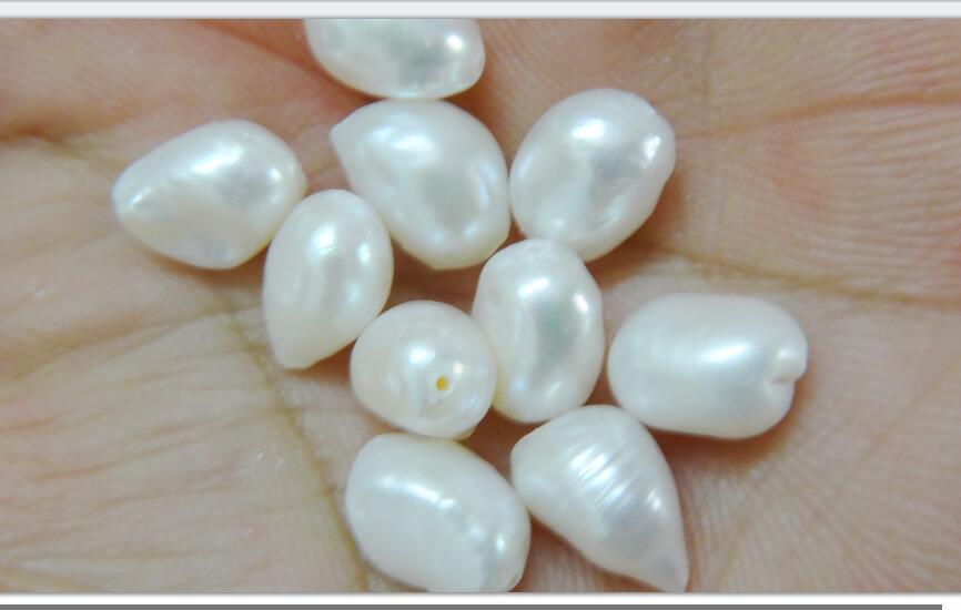 10pcs about 9x7.5x6mm genuine white potato loose pearl full drilled 01