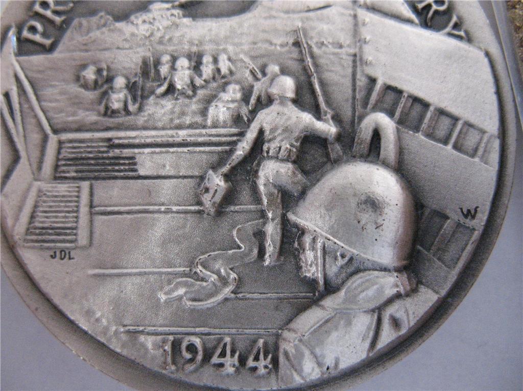 1+OZ LONGINES STERLING SILVER COIN  PRELUDE TO VICTORY D-DAY JUNE 6 1944 + GOLD