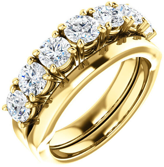 2.87 carat 7 Round Diamond Wedding Ring 14k Yellow Gold Band G SI1 7 x 0.41 ct