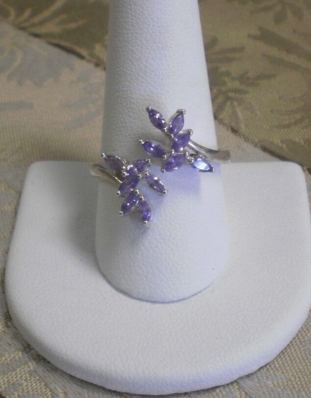 Stunning Light Pastel Purple Amethyst Sterling Silver Ring Adjustable Size 10.5