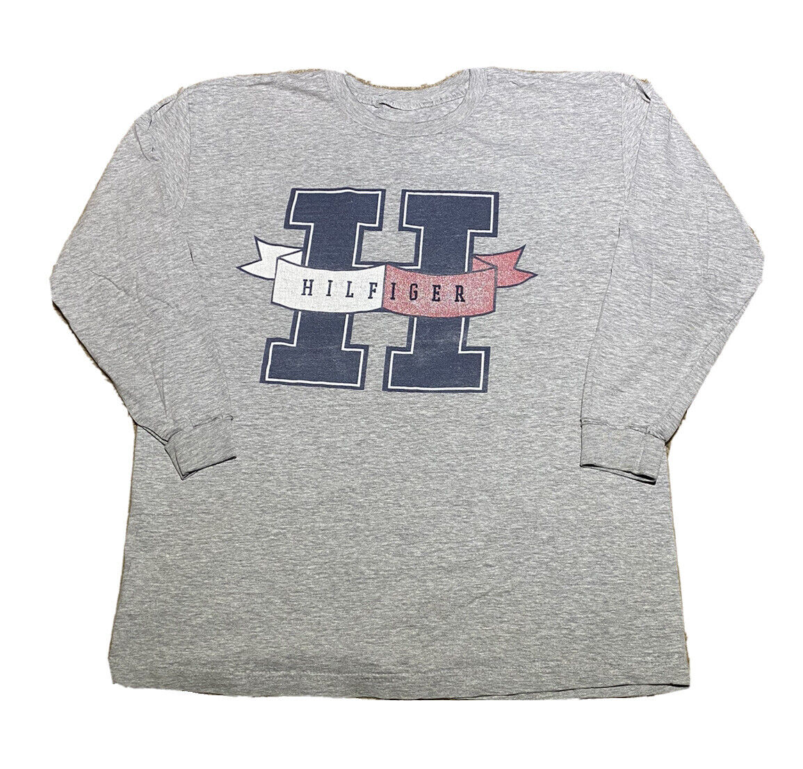 Vintage 1990s Tommy Hilfiger Spell Out Big H Logo Long Sleeve Shirt Size Large